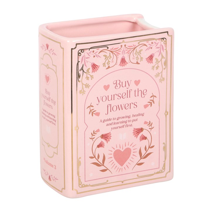 Pink Book Shaped Flower Vase | Ceramic | Novelty Home Decor | New
