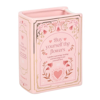 Pink Book Shaped Flower Vase | Ceramic | Novelty Home Decor | New