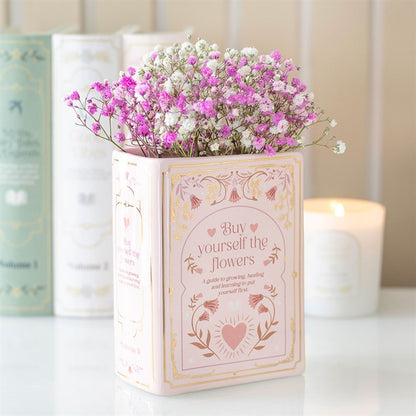 Pink Book Shaped Flower Vase | Ceramic | Novelty Home Decor | New