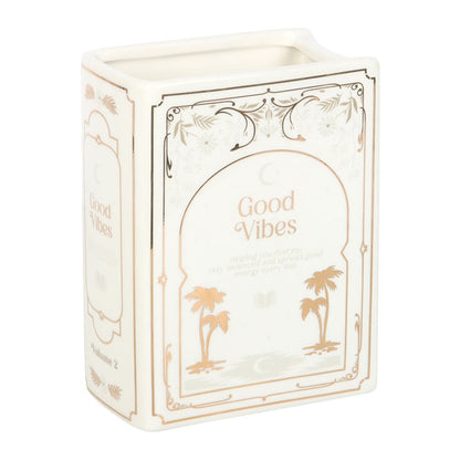 White Book Shaped Flower Vase | Ceramic | Novelty Home Decor | New