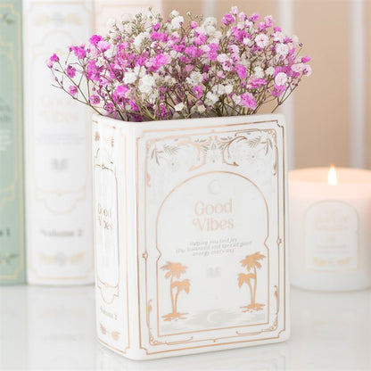 White Book Shaped Flower Vase | Ceramic | Novelty Home Decor | New