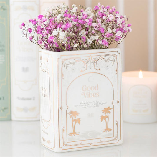 White Book Shaped Flower Vase | Ceramic | Novelty Home Decor | New