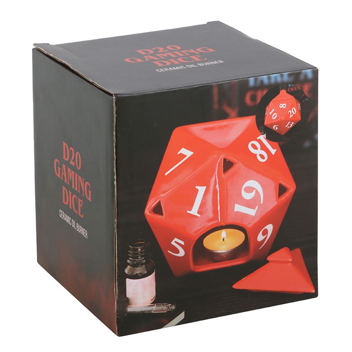 D20 Gaming Dice Shaped Oil Burner | Ceramic | Gamer Gift | Tealight | New