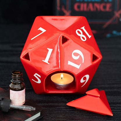 D20 Gaming Dice Shaped Oil Burner | Ceramic | Gamer Gift | Tealight | New