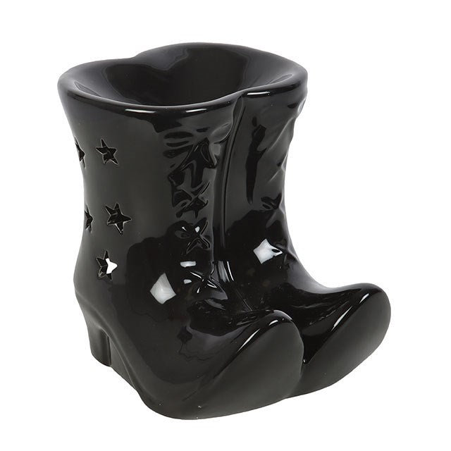 Black Witch Boots Oil Burner | Ceramic | Star Cut-Out | Tealight Holder | New