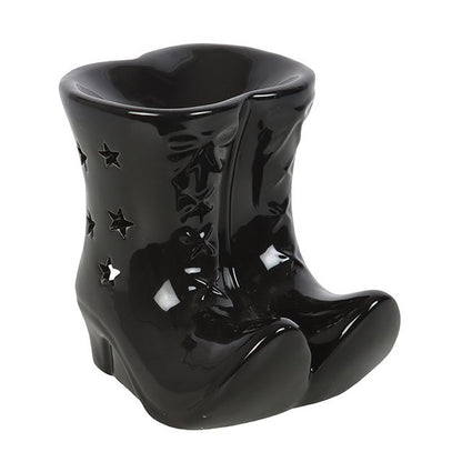 Black Witch Boots Oil Burner | Ceramic | Star Cut-Out | Tealight Holder | New
