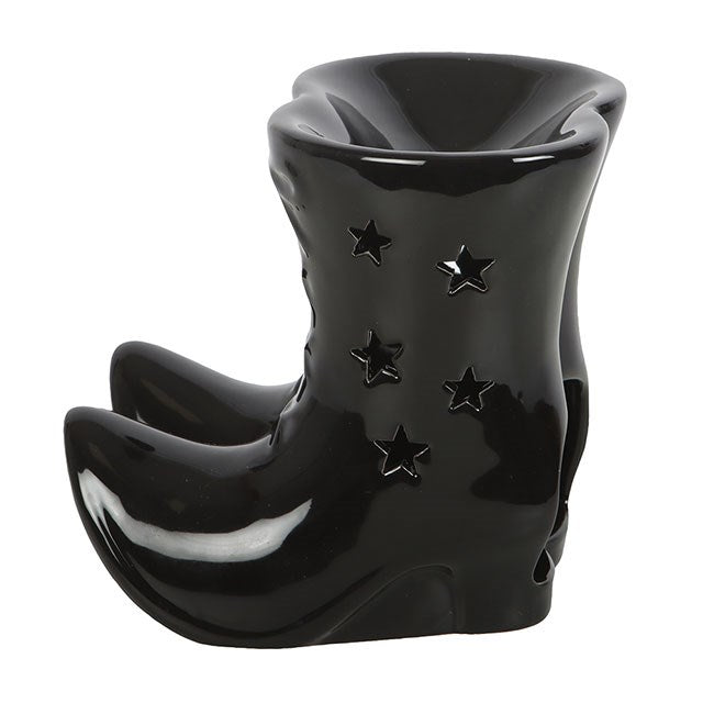 Black Witch Boots Oil Burner | Ceramic | Star Cut-Out | Tealight Holder | New