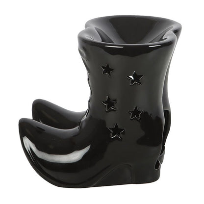 Black Witch Boots Oil Burner | Ceramic | Star Cut-Out | Tealight Holder | New