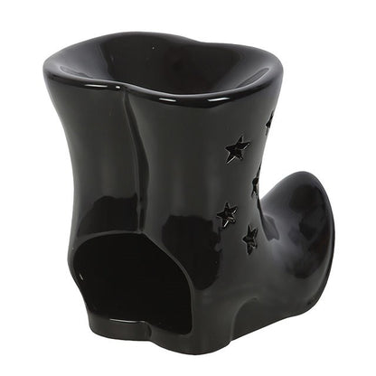 Black Witch Boots Oil Burner | Ceramic | Star Cut-Out | Tealight Holder | New