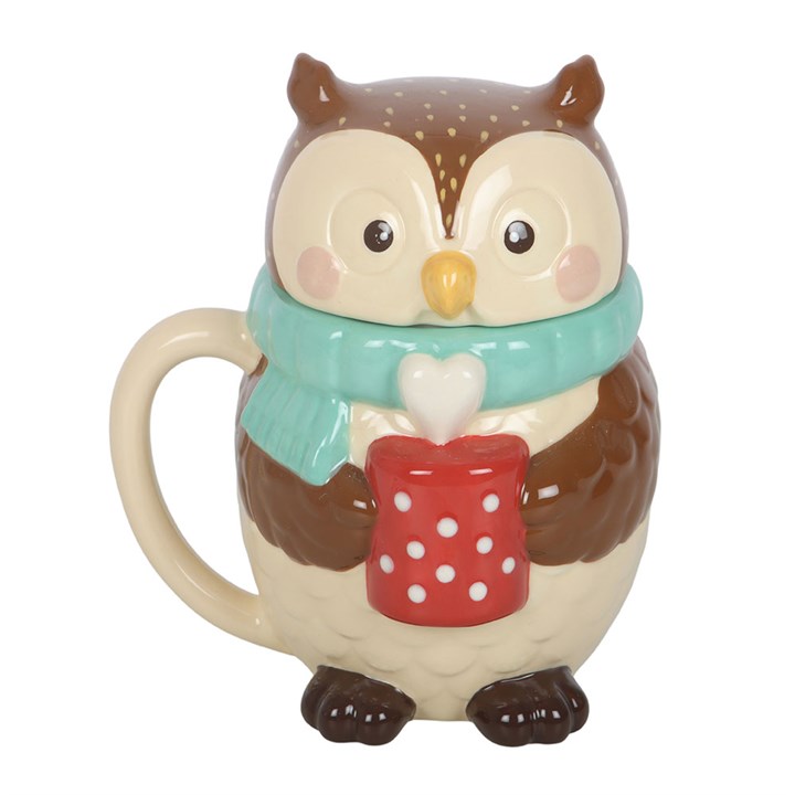 Oliver Owl Lidded Mug | Ceramic | Woodland Novelty Gift | Father's Day | New