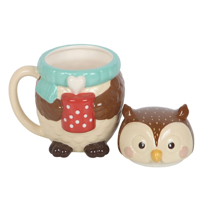 Oliver Owl Lidded Mug | Ceramic | Woodland Novelty Gift | Father's Day | New