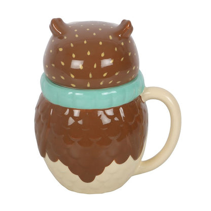 Oliver Owl Lidded Mug | Ceramic | Woodland Novelty Gift | Father's Day | New