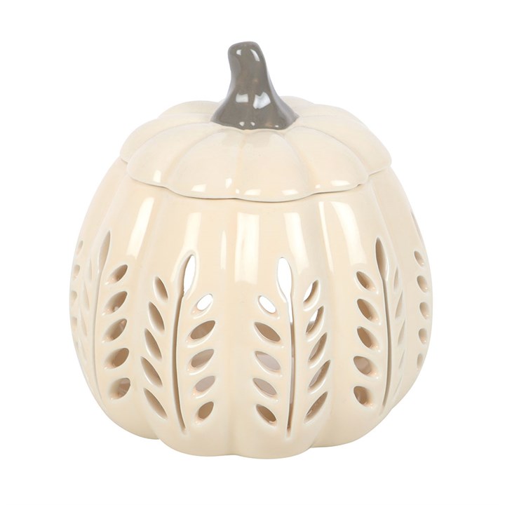 Cream Leaf Cut Out Pumpkin Oil Burner & Wax Warmer | Ceramic | Autumn | New