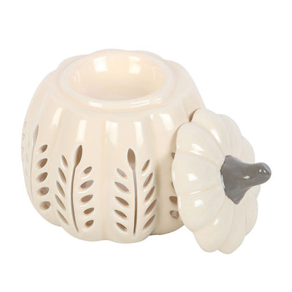 Cream Leaf Cut Out Pumpkin Oil Burner & Wax Warmer | Ceramic | Autumn | New