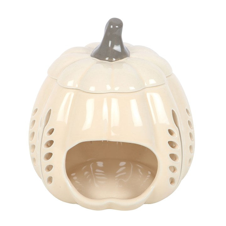 Cream Leaf Cut Out Pumpkin Oil Burner & Wax Warmer | Ceramic | Autumn | New