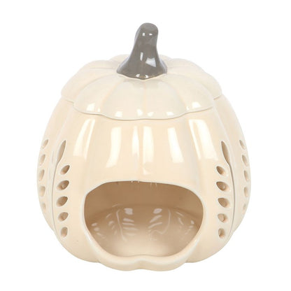 Cream Leaf Cut Out Pumpkin Oil Burner & Wax Warmer | Ceramic | Autumn | New