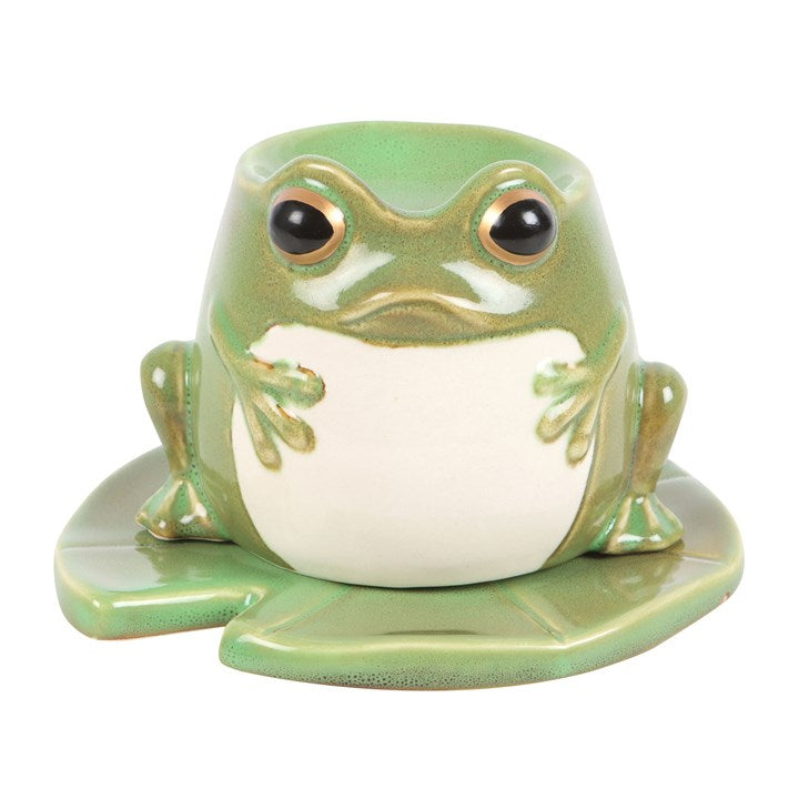 Frog Shaped Oil Burner & Lily Pad Plate | Ceramic | Novelty | Tealight | New