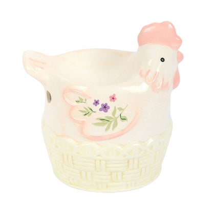 Hen Shaped Oil Burner & Wax Warmer | Pastel Ceramic | Floral | Tealight | New