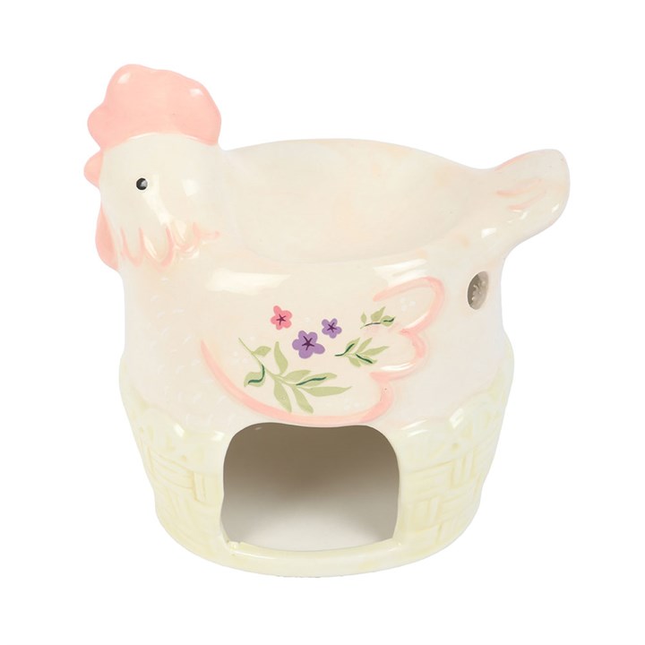 Hen Shaped Oil Burner & Wax Warmer | Pastel Ceramic | Floral | Tealight | New