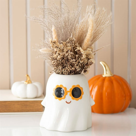 Groovy Ghost Flower Vase | Ceramic | Halloween Home Decor | New