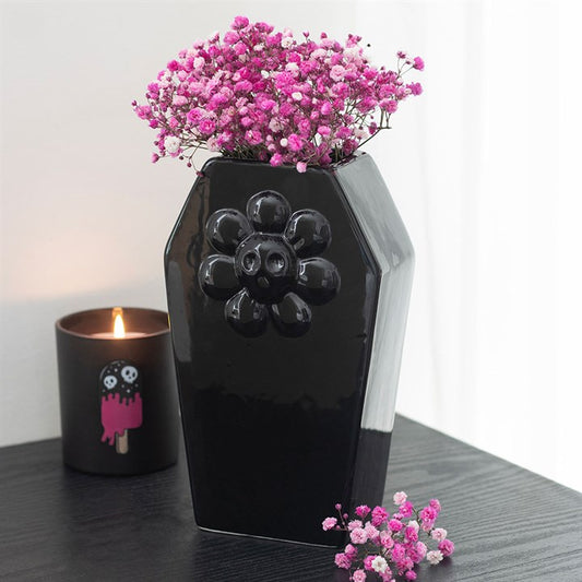 Coffin Flower Vase | Ceramic | Gothic Halloween Decor | New