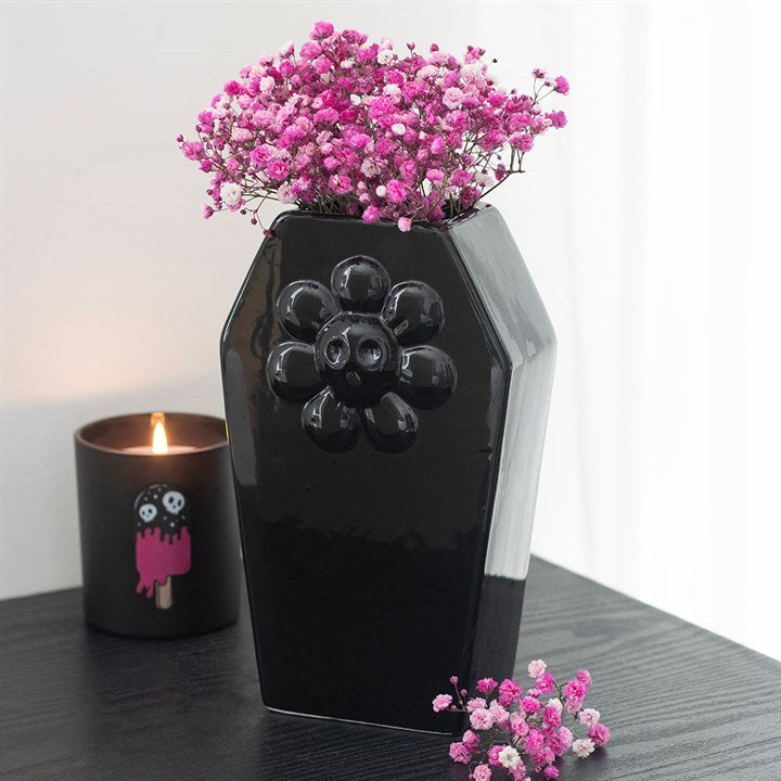 Coffin Flower Vase | Ceramic | Gothic Halloween Decor | New