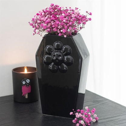 Coffin Flower Vase | Ceramic | Gothic Halloween Decor | New