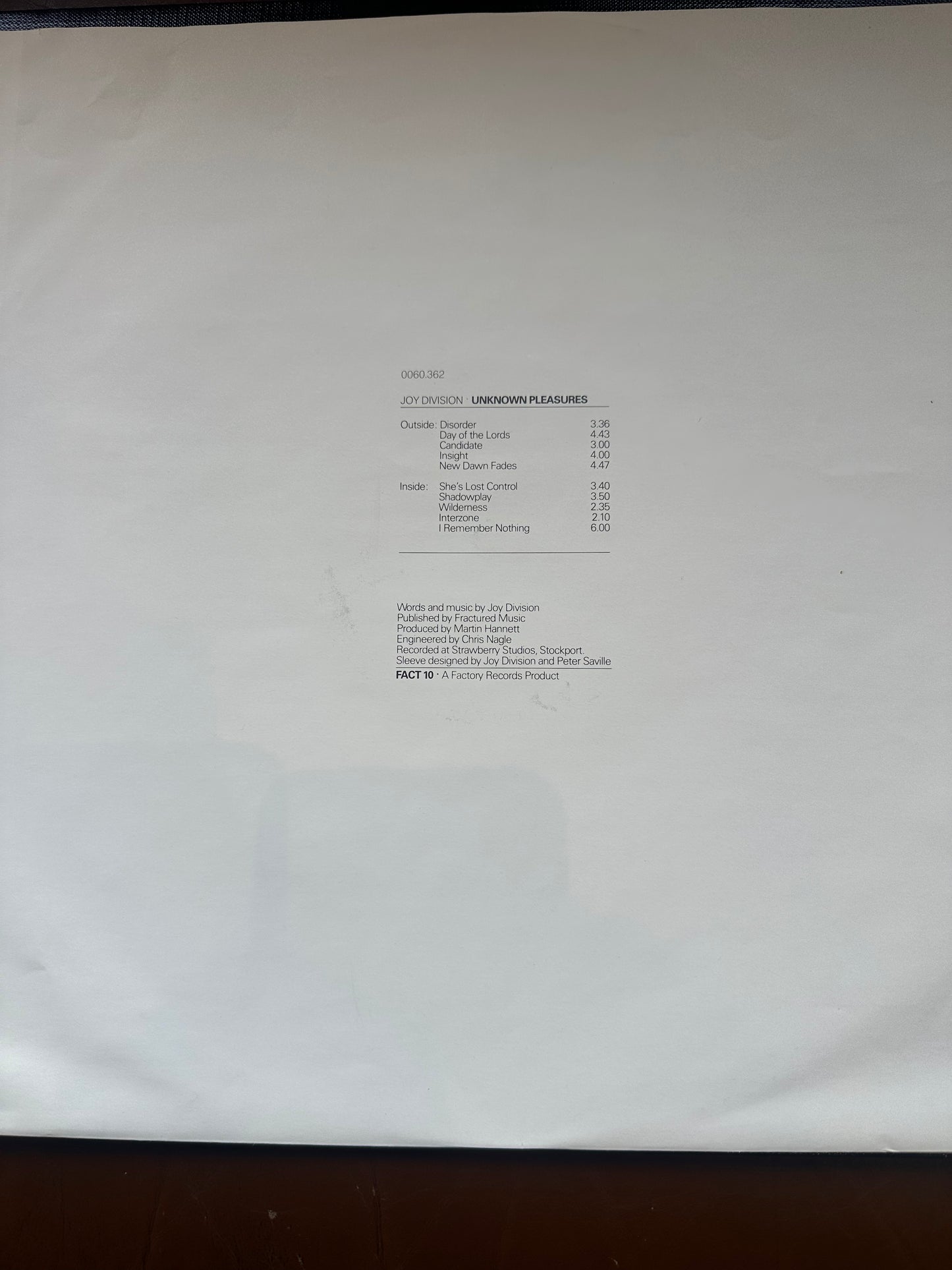 Joy Division Unknown Pleasures | Vinyl LP | Factory | Post Punk | Second Hand