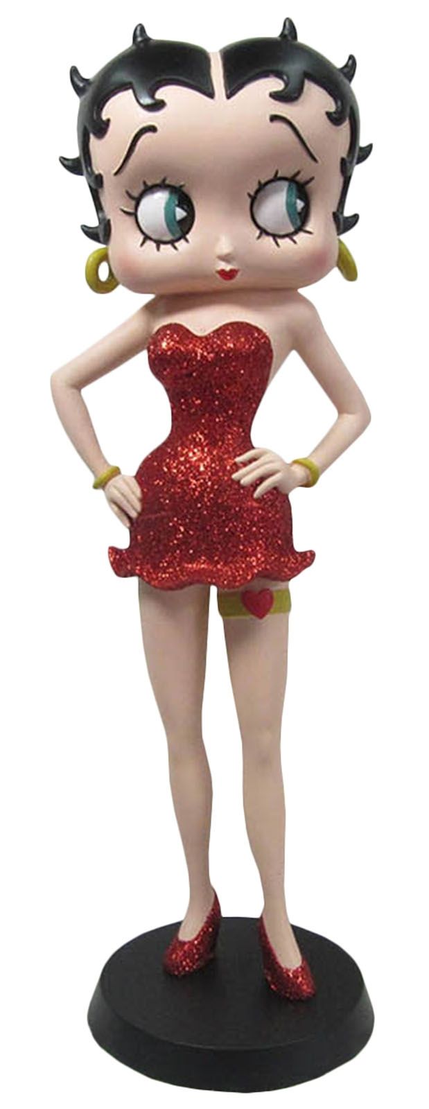 Betty Boop Garter Figurine | Red Glitter Finish | 32cm | Resin | New