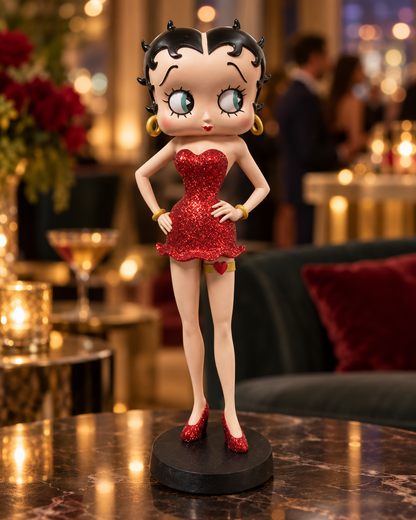 Betty Boop Garter Figurine | Red Glitter Finish | 32cm | Resin | New
