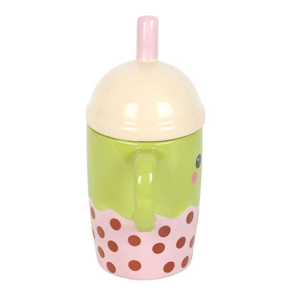 Kawaii Bubble Tea Lidded Mug | Ceramic | Novelty Gift | Father's Day | New
