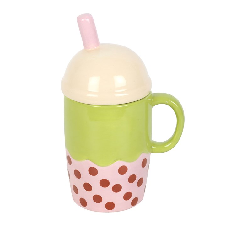 Kawaii Bubble Tea Lidded Mug | Ceramic | Novelty Gift | Father's Day | New