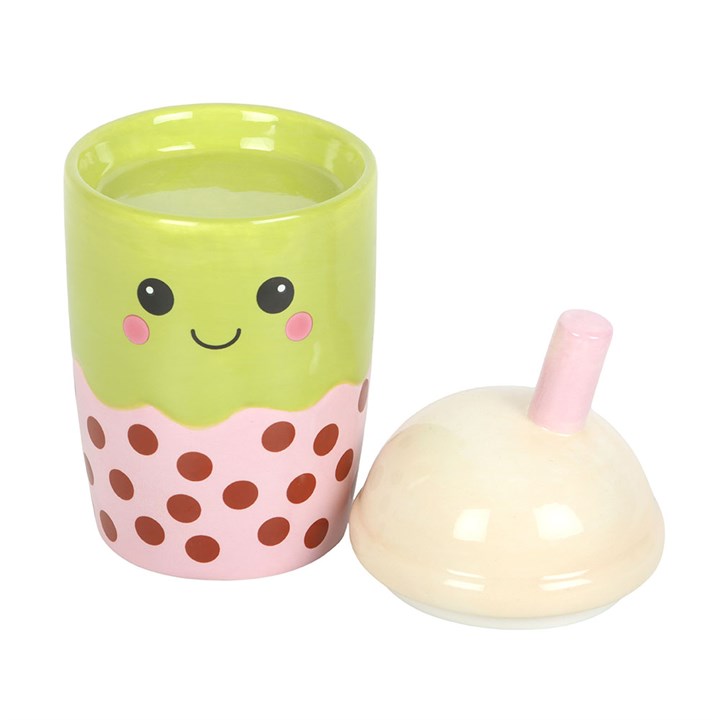 Kawaii Bubble Tea Oil Burner & Wax Warmer | Ceramic | Removable Lid | New