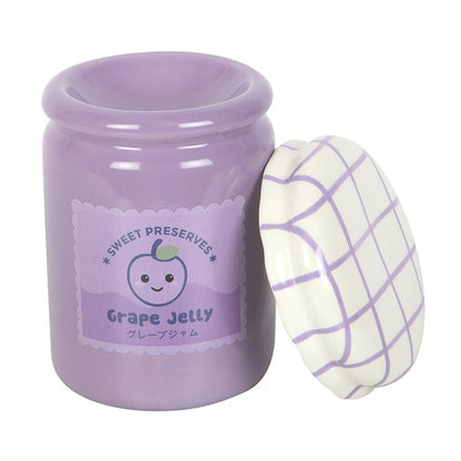 Grape Jelly Jar Oil Burner & Wax Warmer | Kawaii Ceramic | Removable Lid | New