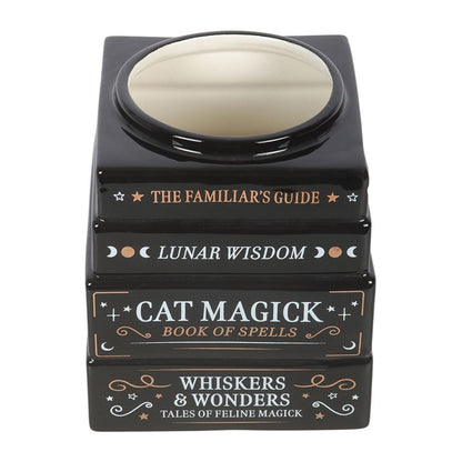 Black Cat Magick Book Stack Vase | Ceramic | Witchy Decor | 20.5cm | New