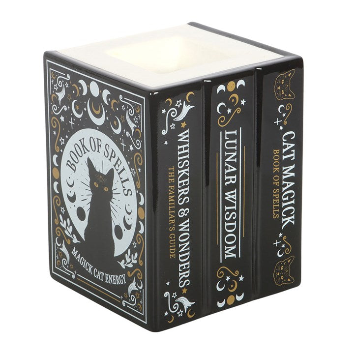 Black Cat Book of Spells Oil Burner & Wax Warmer | Ceramic | Witchy Decor | New