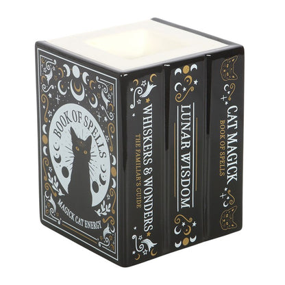 Black Cat Book of Spells Oil Burner & Wax Warmer | Ceramic | Witchy Decor | New