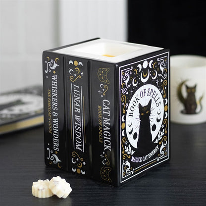 Black Cat Book of Spells Oil Burner & Wax Warmer | Ceramic | Witchy Decor | New