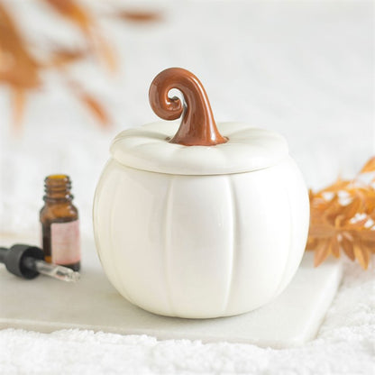 White Curly Pumpkin Oil Burner | Ceramic | Autumn & Halloween Decor | New