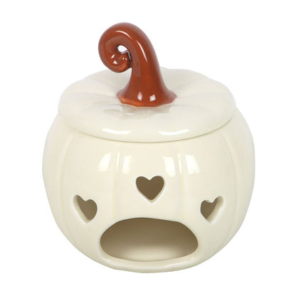 White Curly Pumpkin Oil Burner | Ceramic | Autumn & Halloween Decor | New
