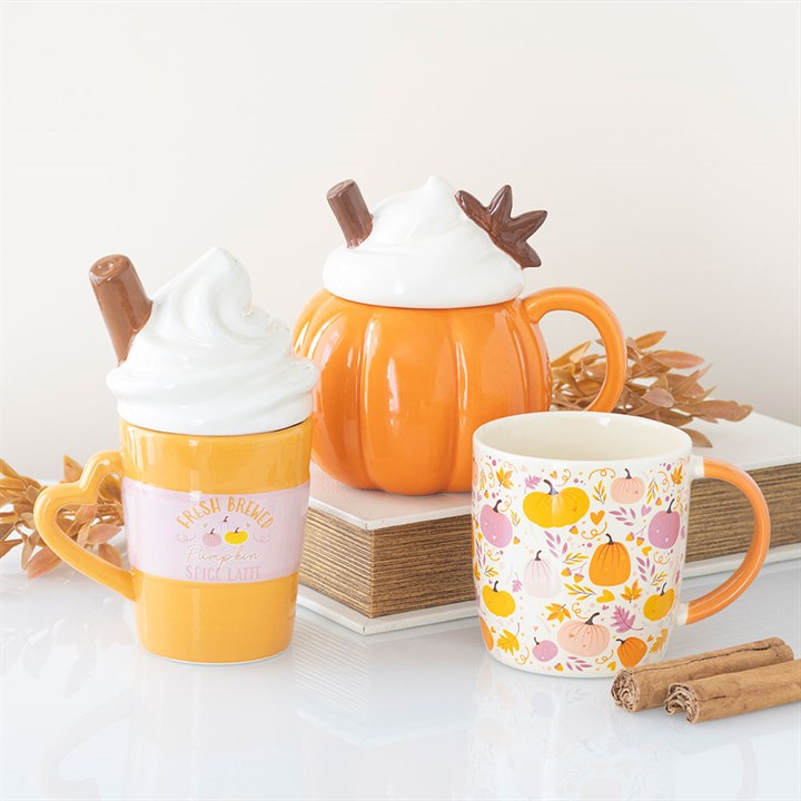 Pumpkin Cream Lidded Mug | Ceramic | Autumn Novelty Gift | Father's Day | New
