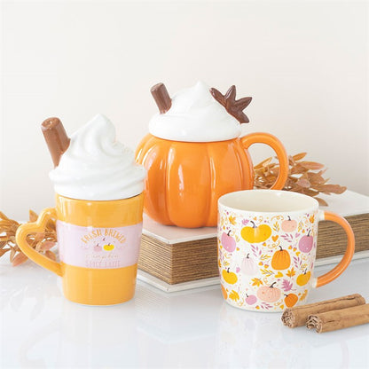 Pumpkin Cream Lidded Mug | Ceramic | Autumn Novelty Gift | Father's Day | New