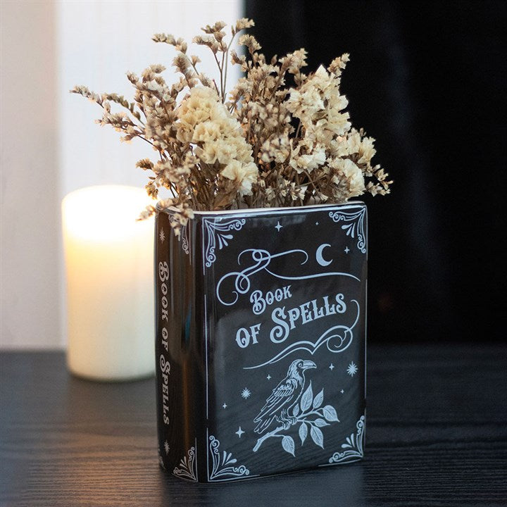 Book of Spells Flower Vase | Ceramic | Witchy Halloween Decor | New