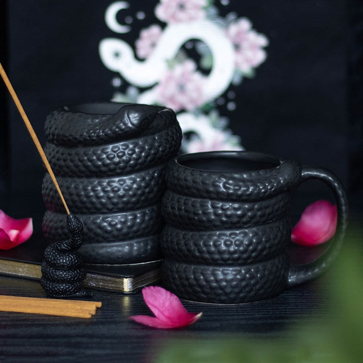 Black Snake Oil Burner & Wax Warmer | Ceramic | Gothic Decor | Tealight | New