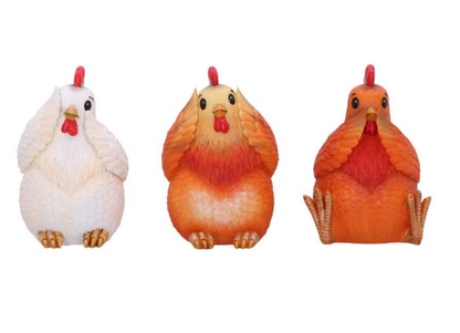 Nemesis Now Three Wise Hens Figurine Set | See Hear Speak No Evil | Farmhouse Animal Gift B7026M25