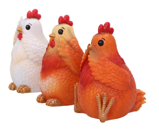 Nemesis Now Three Wise Hens Figurine Set | See Hear Speak No Evil | Farmhouse Animal Gift B7026M25