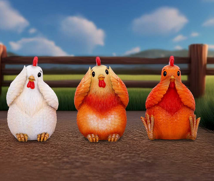 Nemesis Now Three Wise Hens Figurine Set | See Hear Speak No Evil | Farmhouse Animal Gift B7026M25