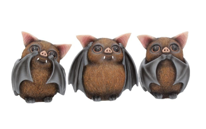 Nemesis Now Three Wise Bats Figurine Set | See Hear Speak No Evil | Gothic Bat Lover Gift B4473N9