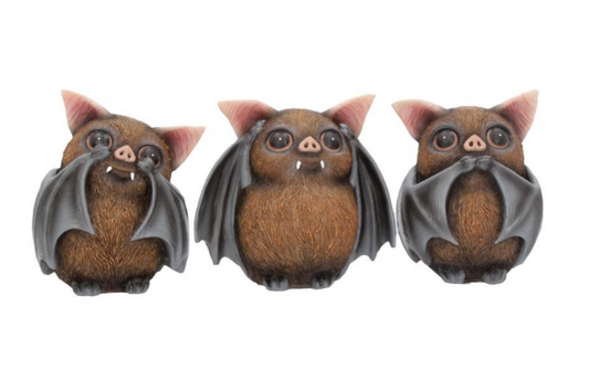 Nemesis Now Three Wise Bats Figurine Set | See Hear Speak No Evil | Gothic Bat Lover Gift B4473N9