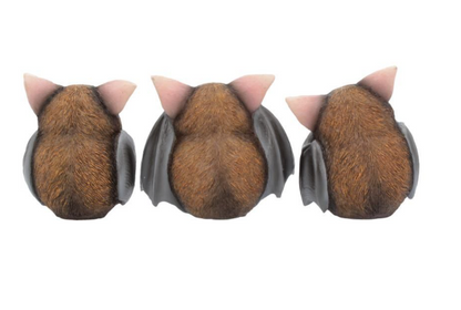 Nemesis Now Three Wise Bats Figurine Set | See Hear Speak No Evil | Gothic Bat Lover Gift B4473N9